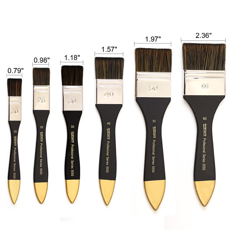 6-Piece Flat Paint Brush Set for Artists