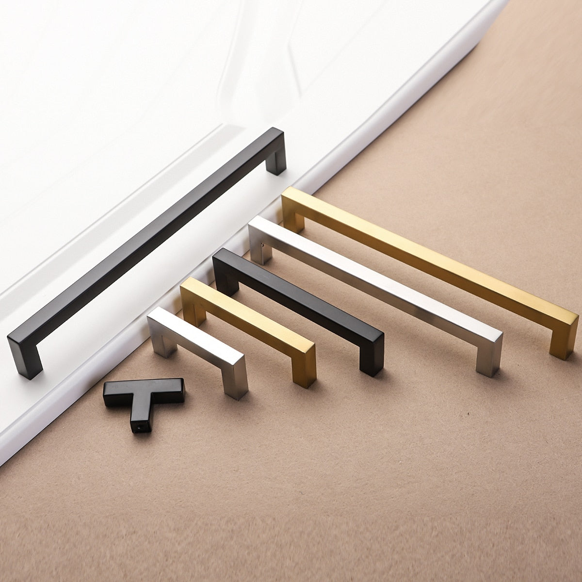 Sleek Black Square Stainless Steel Door Knobs