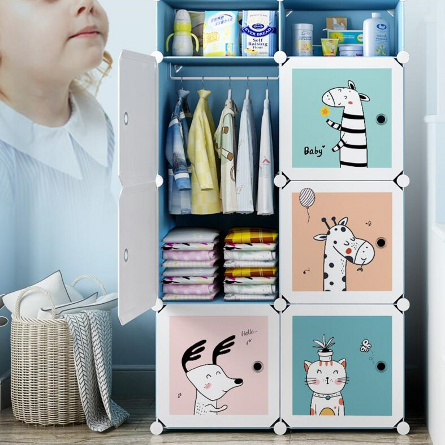 Children's Wardrobe Storage Cabinet