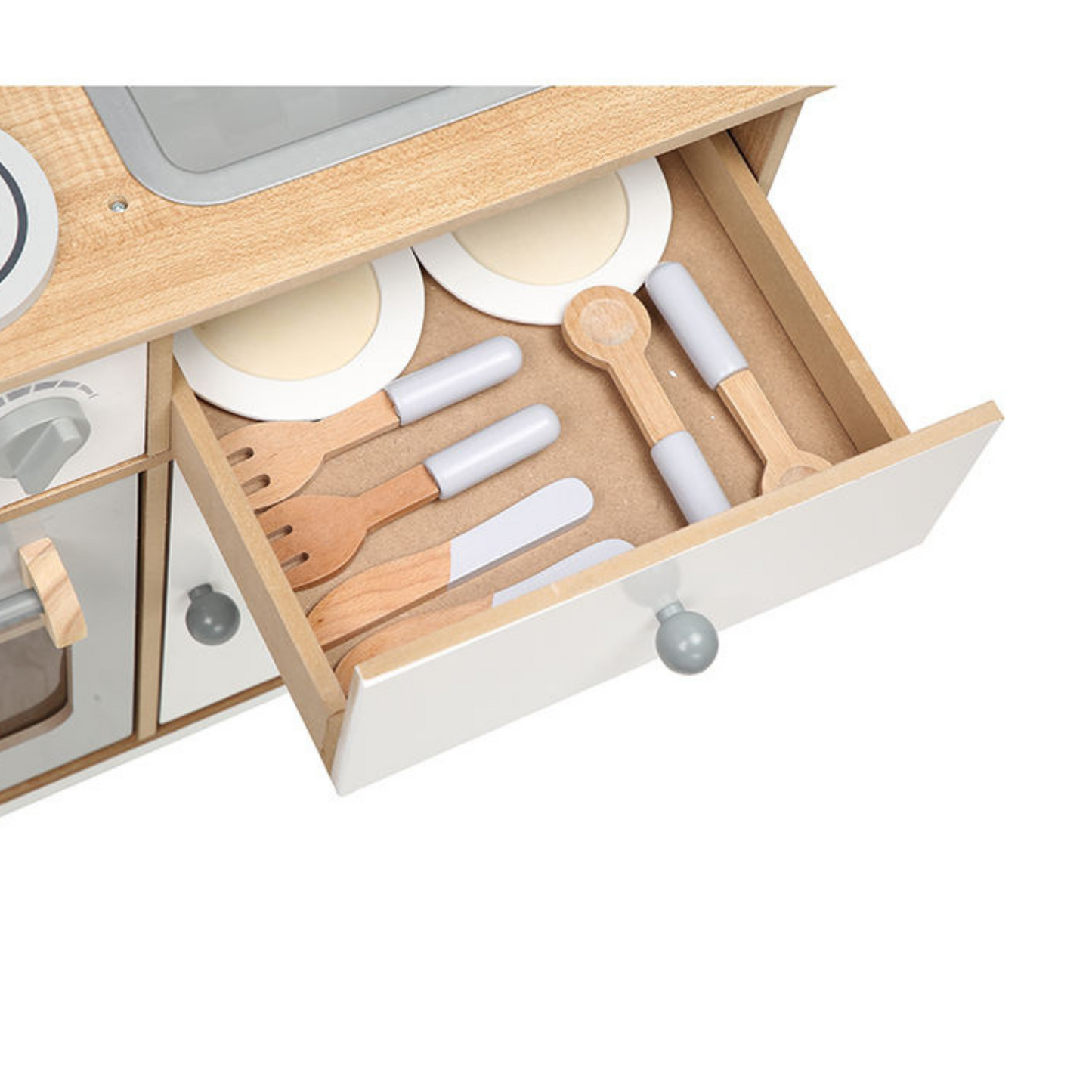 White Wooden Play Kitchen Toy