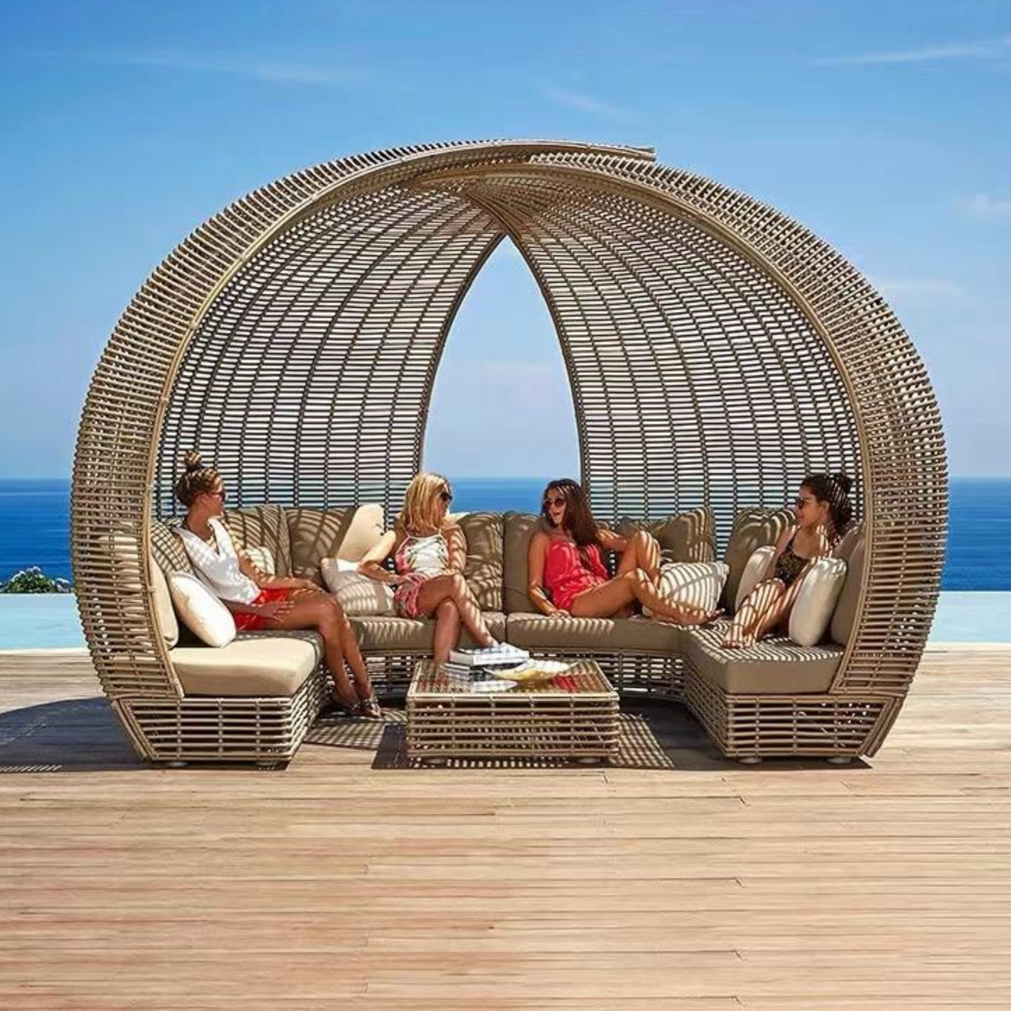 Stylish Curved Sunbed Pool Loungers