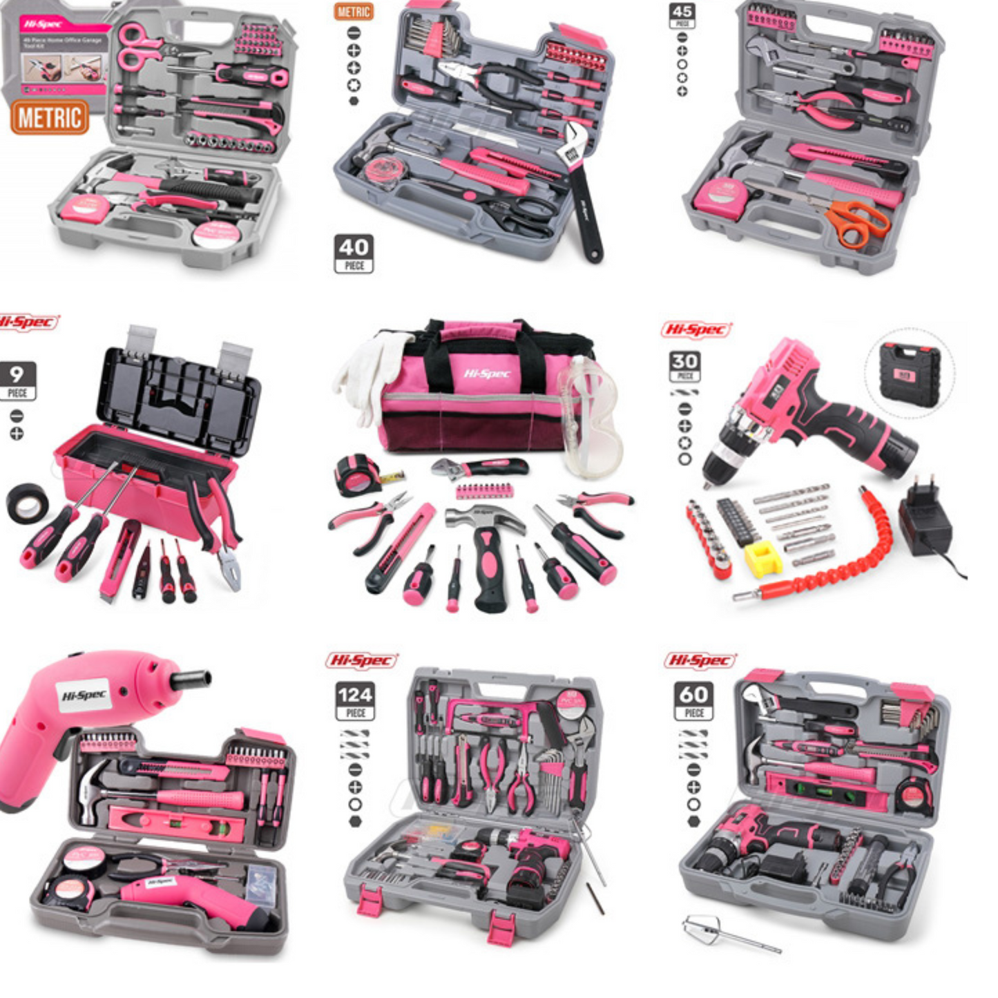 Hispec 60pc Women's Pink Power Tool Kit