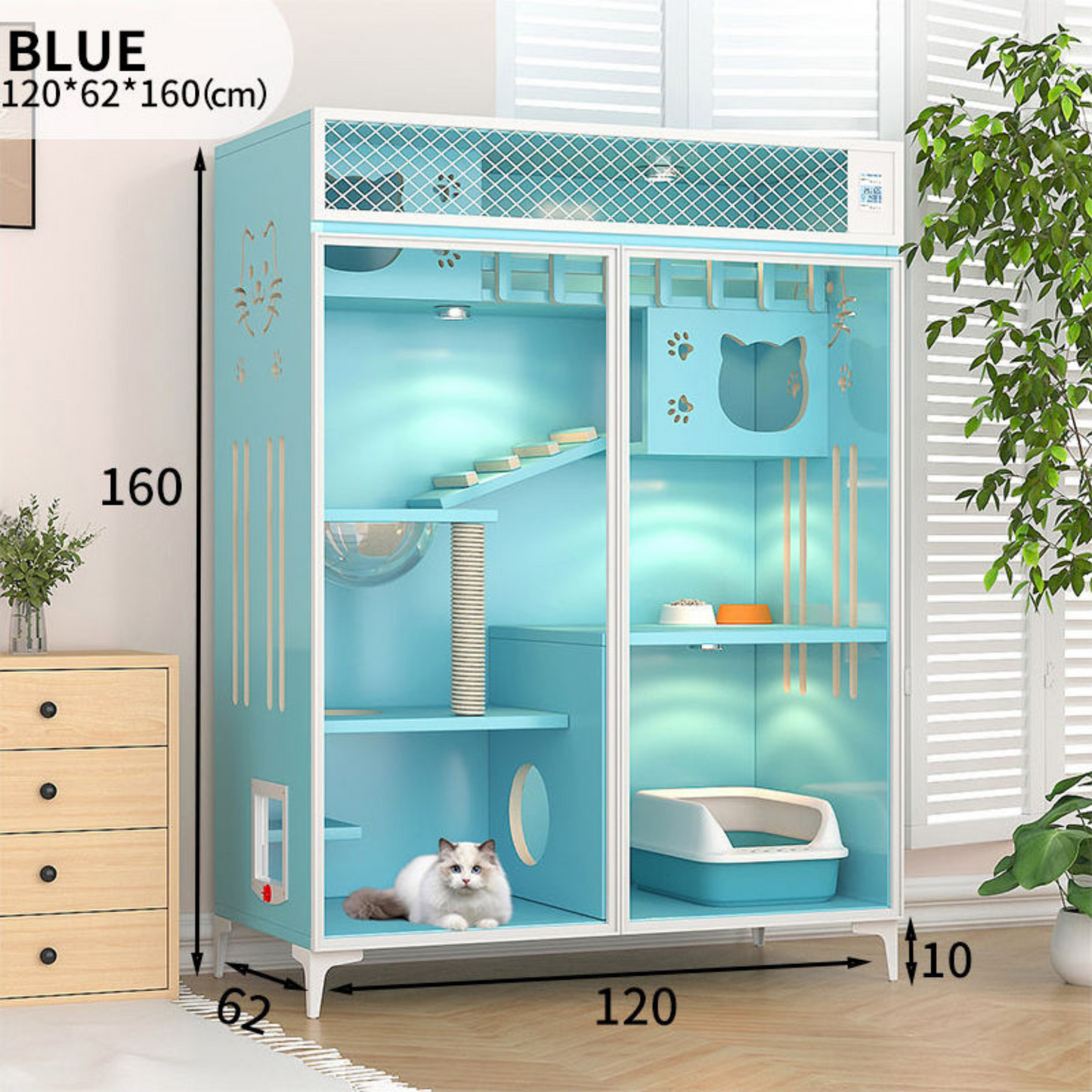 Luxury Solid Wood Cat Bed and Pet Cage Showcase Cattery House