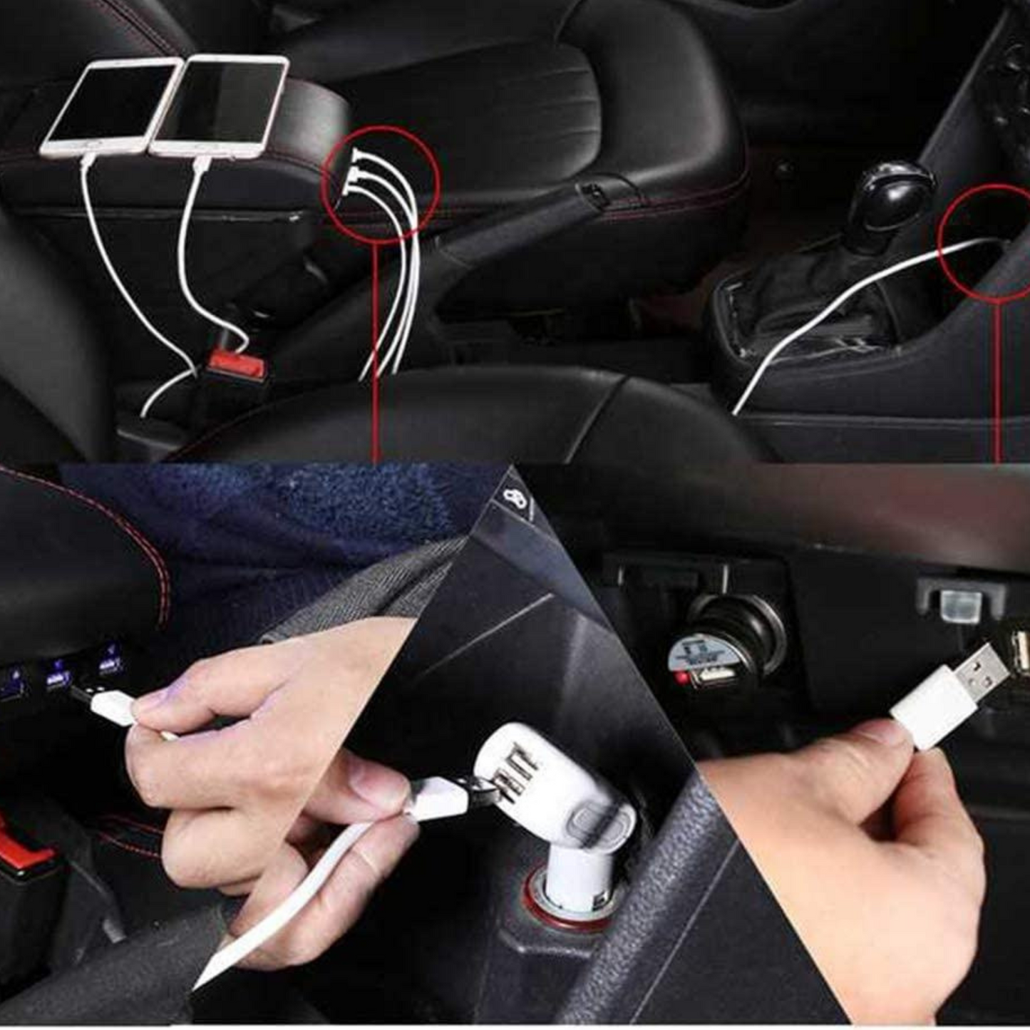 Car Armrest Console Storage Box with USB Charging