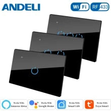 ANDELI Tuya Smart Life Wifi Light Switch with Glass Panel US Standard Touch Sensor