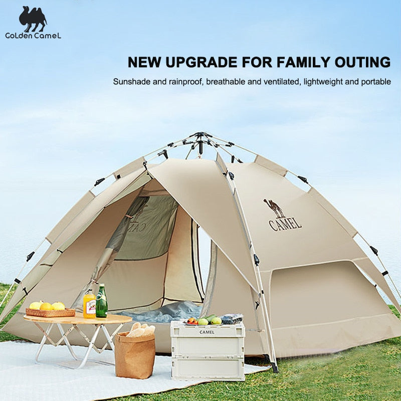 Spacious Golden camel 4 Person Camping Tent