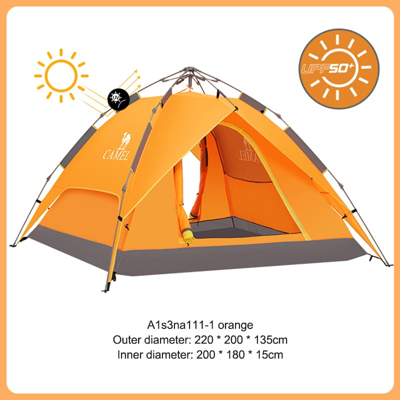 Spacious Golden camel 4 Person Camping Tent