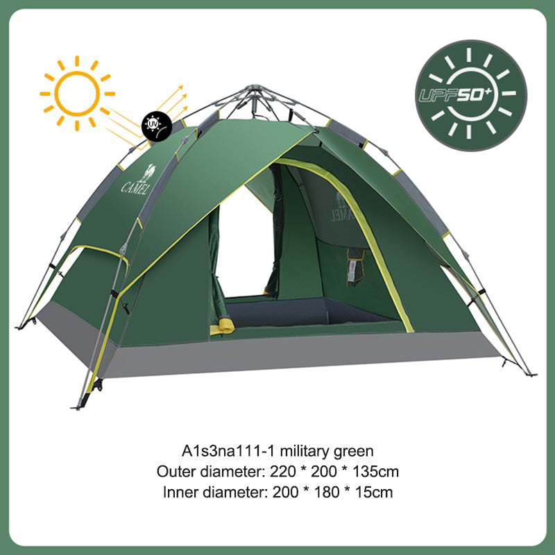 Spacious Golden camel 4 Person Camping Tent