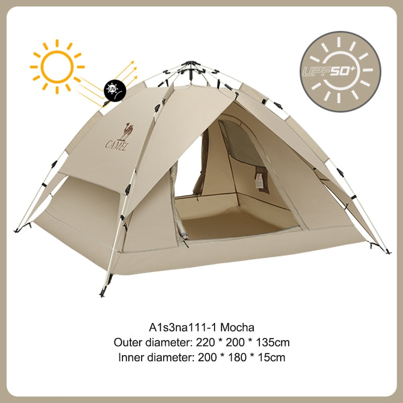 Spacious Golden camel 4 Person Camping Tent