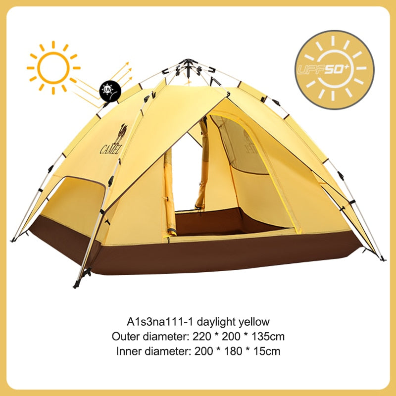 Spacious Golden camel 4 Person Camping Tent