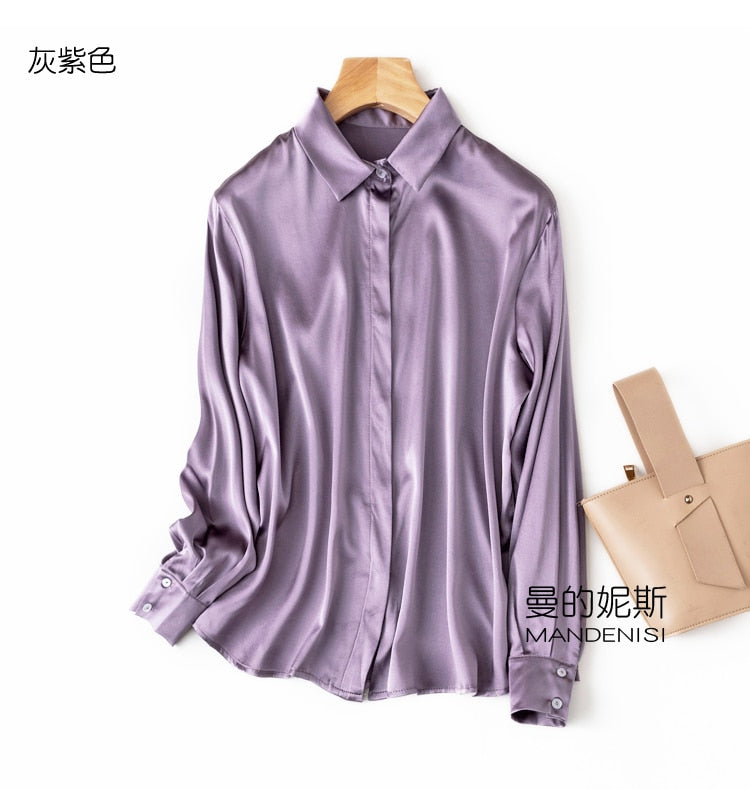 Silk Button Down Long Sleeve Shirts