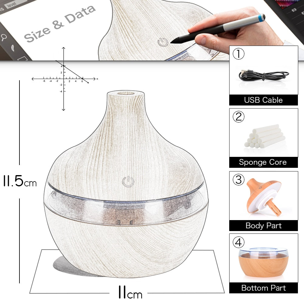 300ML USB Air Humidifier and Electric Aroma Diffuser Mist