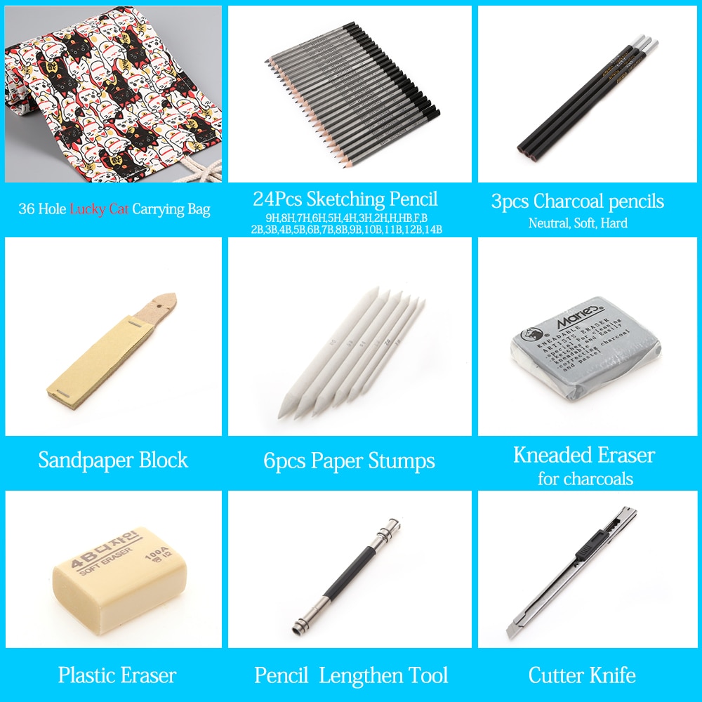 27/39pcs Professional Sketching Drawing Kit