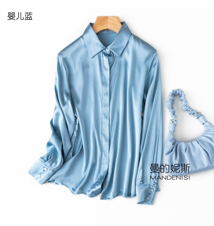 Silk Button Down Long Sleeve Shirts