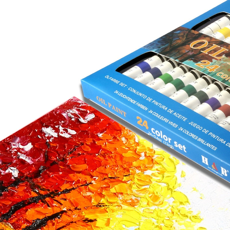 Oil Paint Set 24 Colors 12ml Richly Pigmented Painting Art