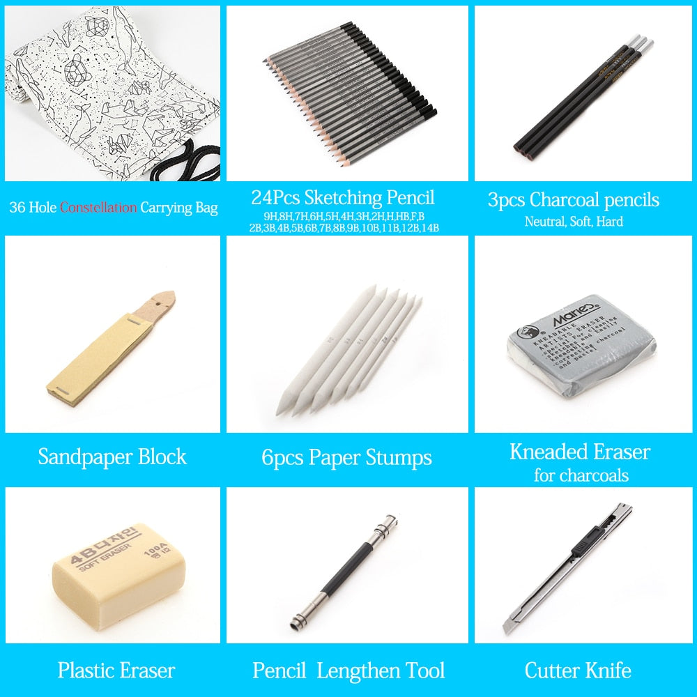 27/39pcs Professional Sketching Drawing Kit