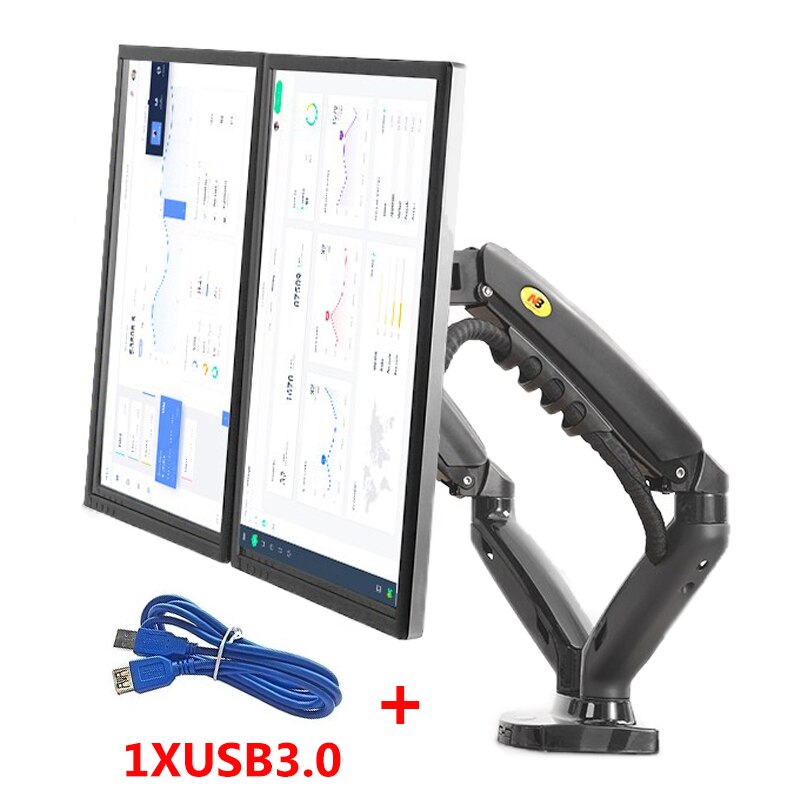 NB F160 Gas Spring Dual Monitor Arm 2 USB 3.0 Ports