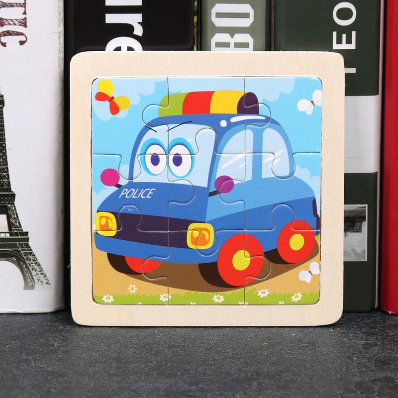 11x11cm Wooden Puzzle Cartoon Animal Collection