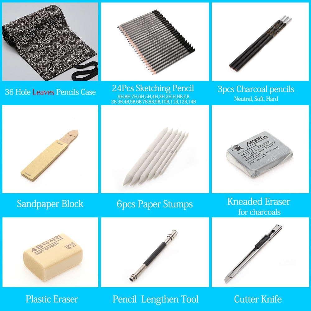 27/39pcs Professional Sketching Drawing Kit
