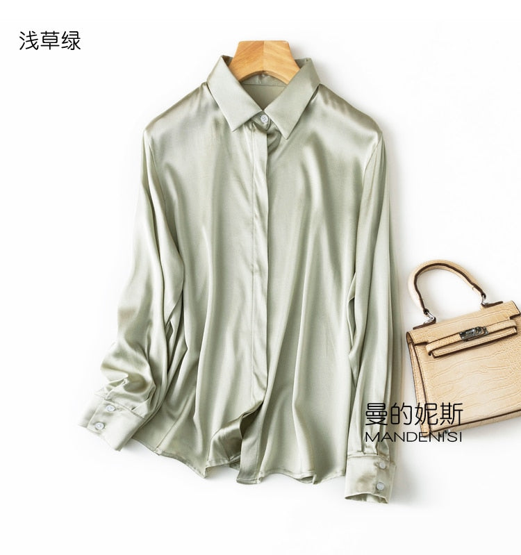 Silk Button Down Long Sleeve Shirts
