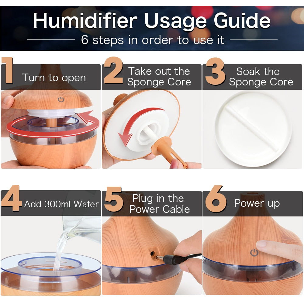 300ML USB Air Humidifier and Electric Aroma Diffuser Mist