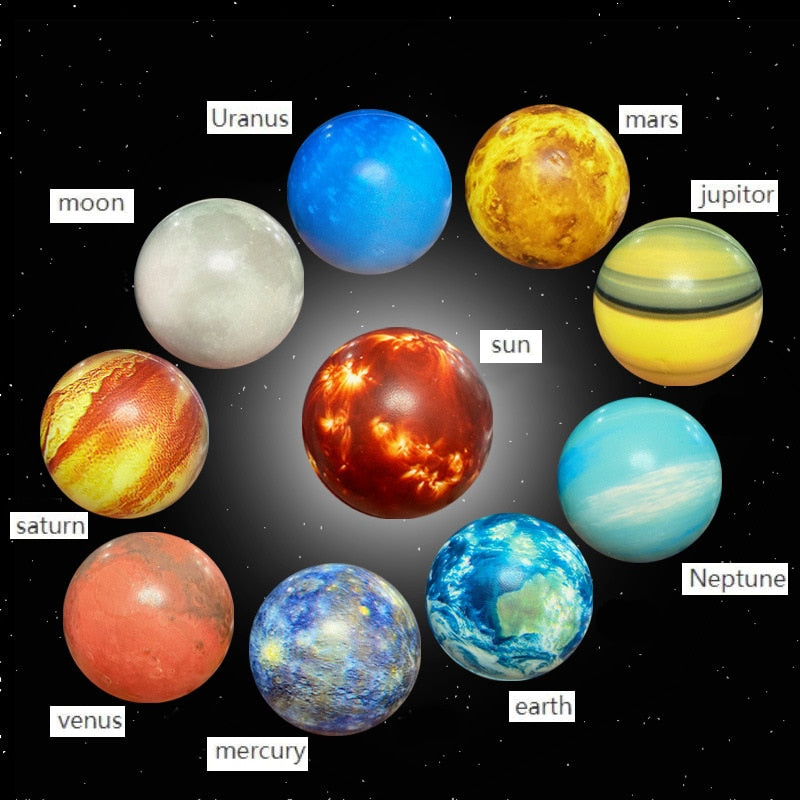 Children's Eight Planets Bouncy Ball Stress Relief Toys
