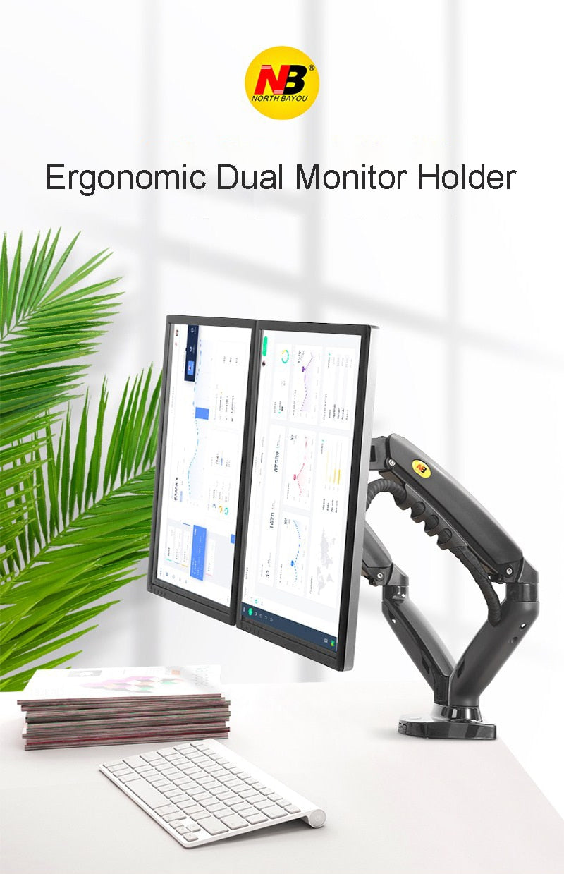 NB F160 Gas Spring Dual Monitor Arm 2 USB 3.0 Ports