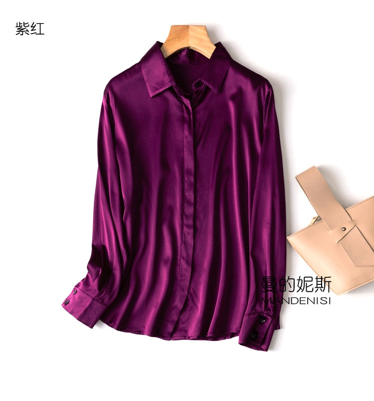 Silk Button Down Long Sleeve Shirts