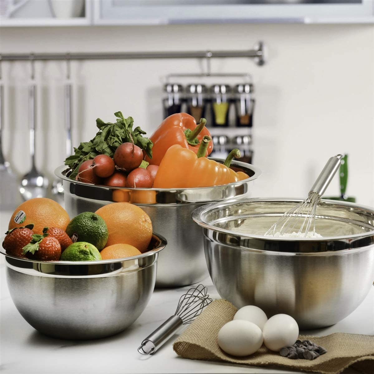 6Pcs Stainless Steel Bowls Set