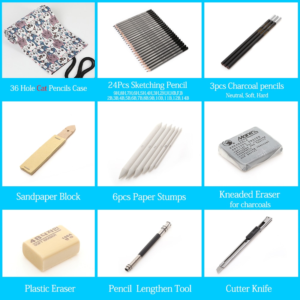 27/39pcs Professional Sketching Drawing Kit