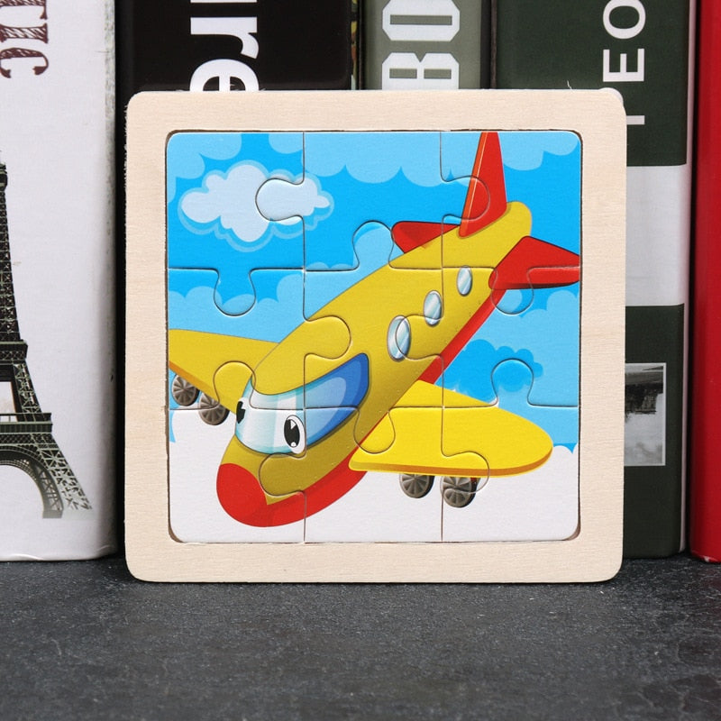 11x11cm Wooden Puzzle Cartoon Animal Collection