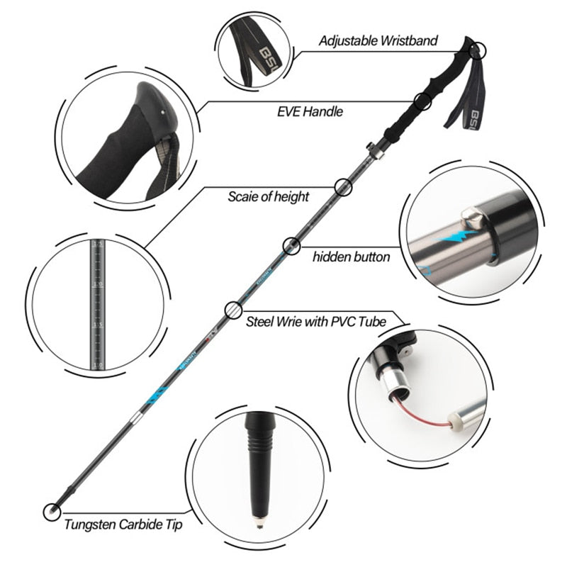 Folding Trekking Poles Ultralight Nordic Walking Stick