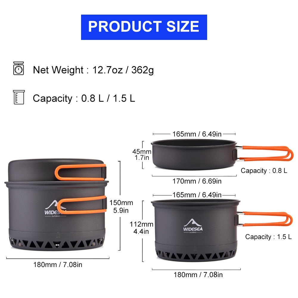 1.3L and 2.3L Camping Cookware Set