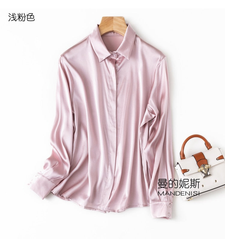 Silk Button Down Long Sleeve Shirts