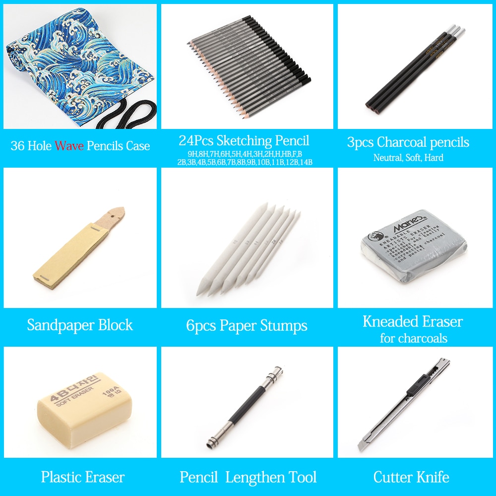 27/39pcs Professional Sketching Drawing Kit