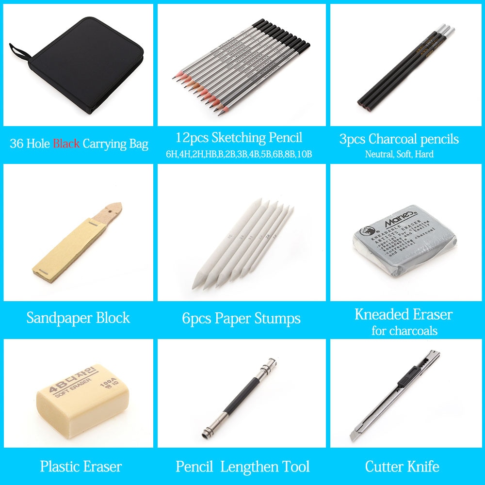 27/39pcs Professional Sketching Drawing Kit