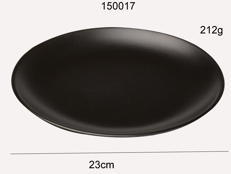 Black Melamine Round Tray Dinner Plate Dishes