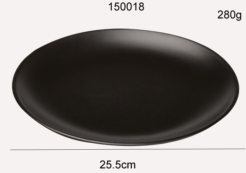 Black Melamine Round Tray Dinner Plate Dishes