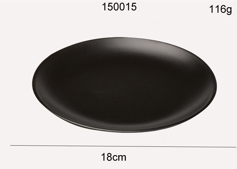 Black Melamine Round Tray Dinner Plate Dishes