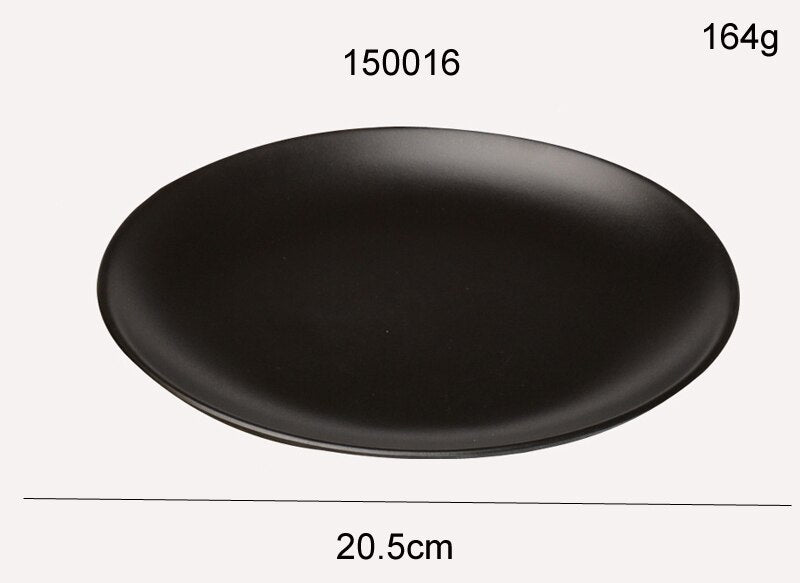 Black Melamine Round Tray Dinner Plate Dishes