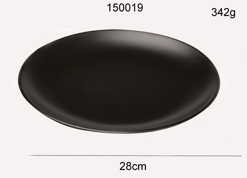 Black Melamine Round Tray Dinner Plate Dishes