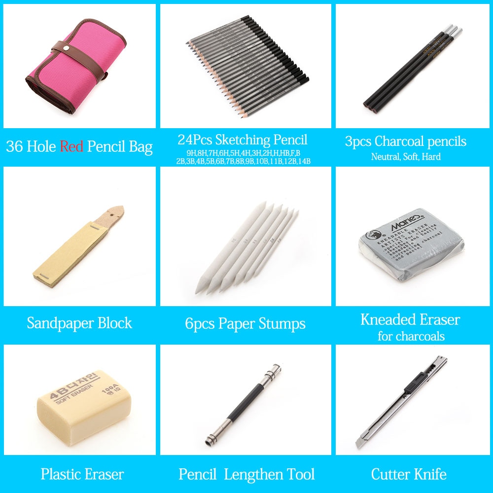 27/39pcs Professional Sketching Drawing Kit