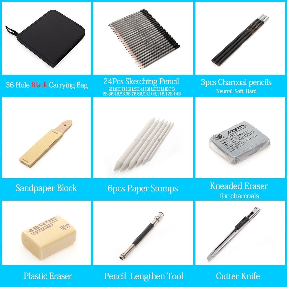 27/39pcs Professional Sketching Drawing Kit
