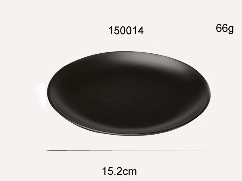 Black Melamine Round Tray Dinner Plate Dishes