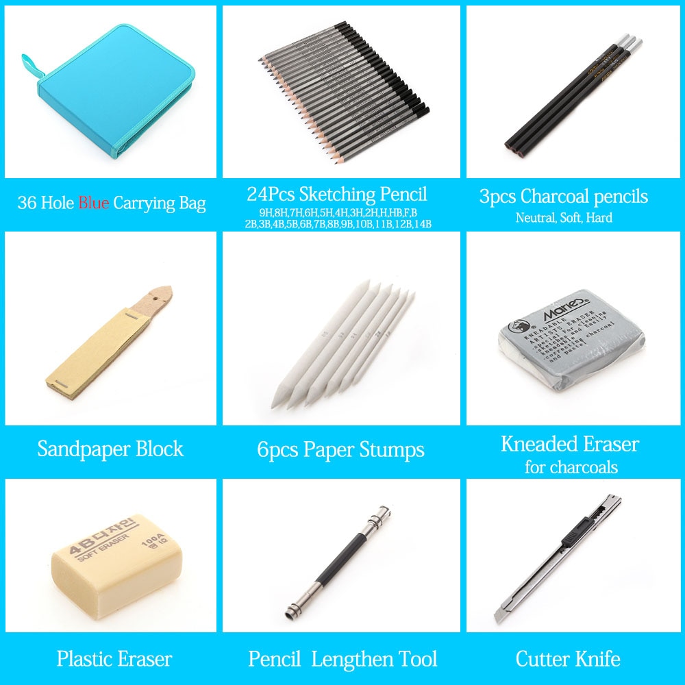 27/39pcs Professional Sketching Drawing Kit