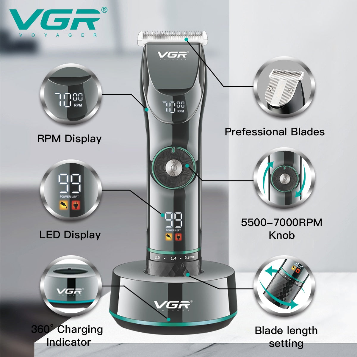 15 Motor Speed Adjust Hair Trimmer