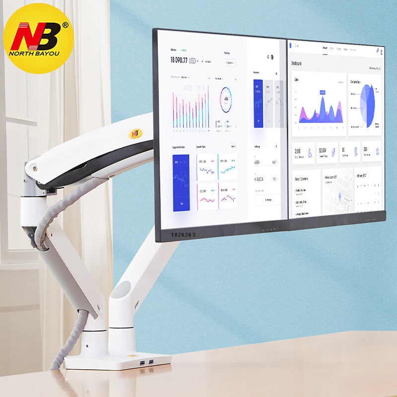 NB F195A Dual Monitor Mount - Gas Spring Arm