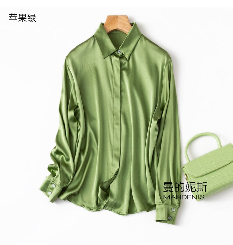Silk Button Down Long Sleeve Shirts