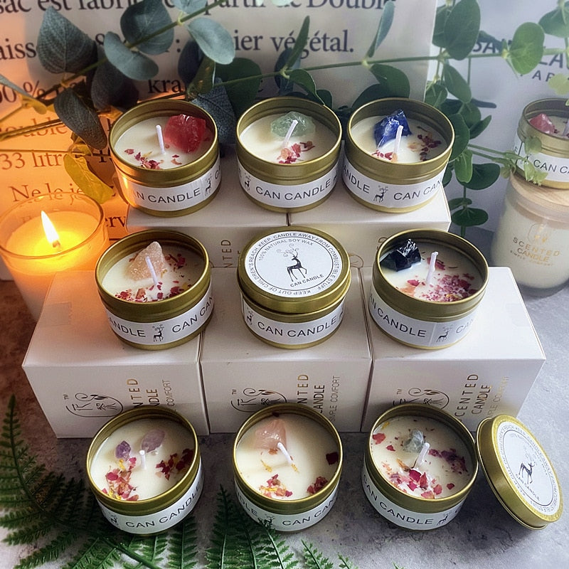 Golden Tin Box Essential Oil Candles