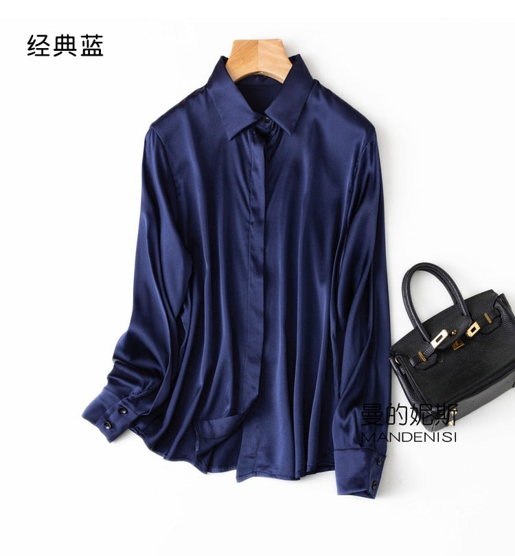 Silk Button Down Long Sleeve Shirts